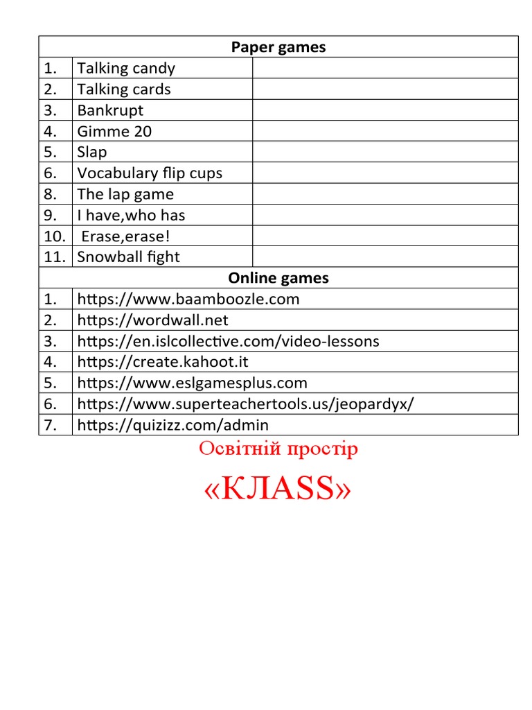 List of Games | PDF