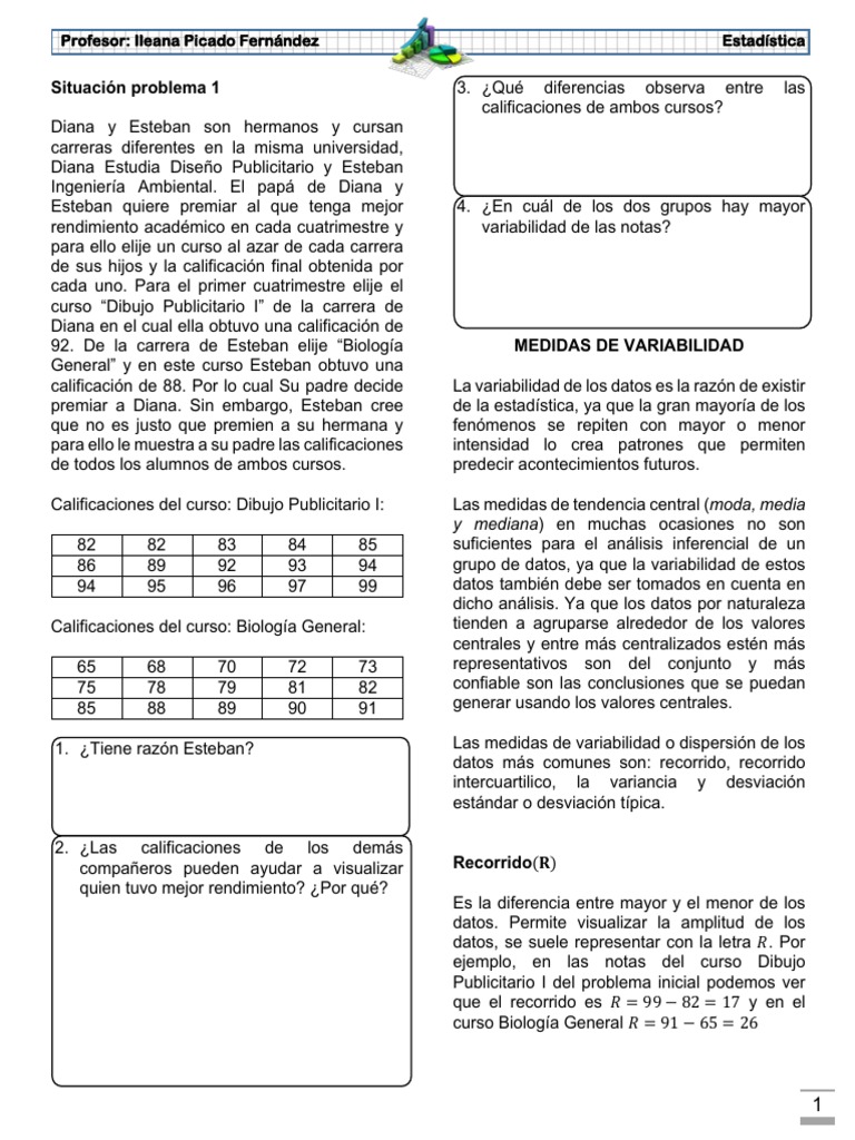Unidad Estadistica y Probabilidad PDF Diferencia Desviación Estándar