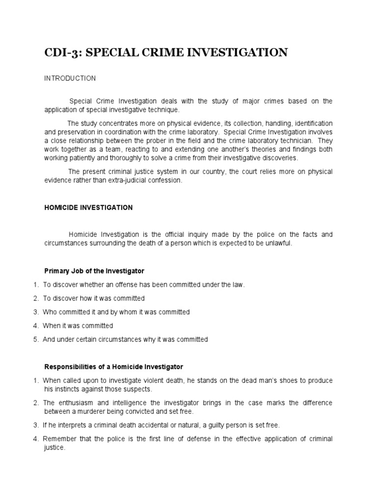 Homicide Investigation Overview | PDF | Death | Murder