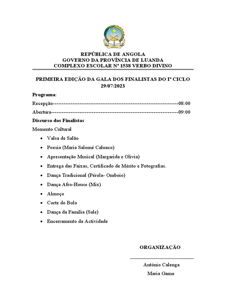 Gala dos Finalistas do Iº Ciclo 2023 | PDF