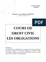 Cours Droit Des Obligations PR Assi - Esso - Introduction