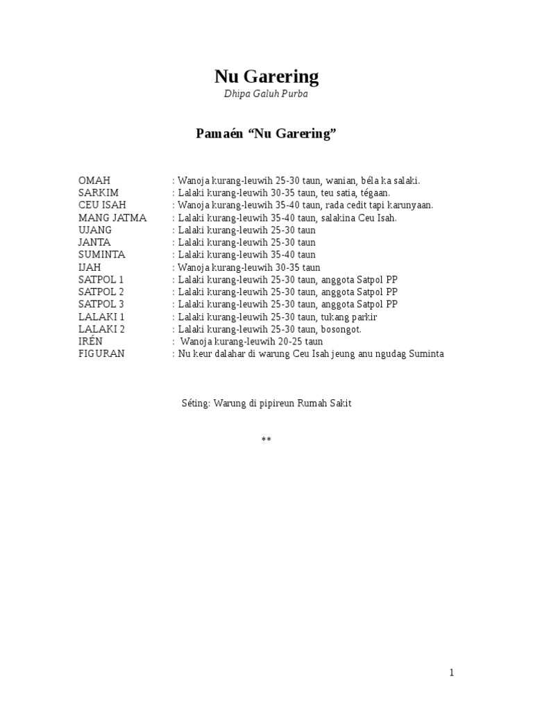Drama Nu Garering-Dhipa Galuh | PDF
