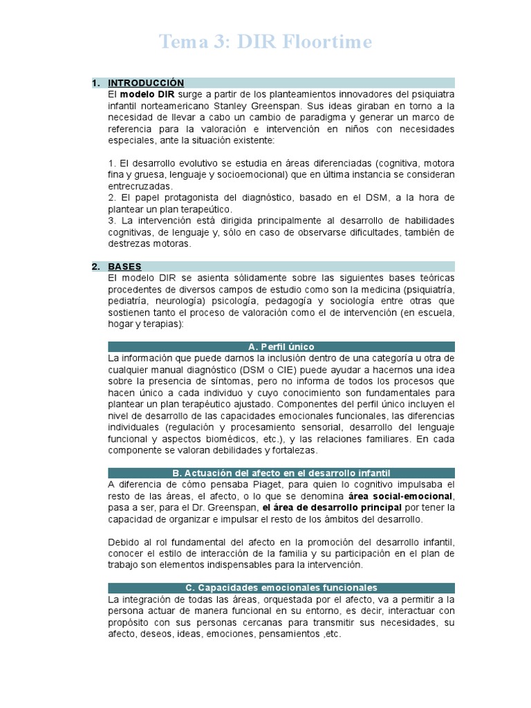 Modelo DIR/Floortime: Intervención Infantil | PDF | Las emociones ...