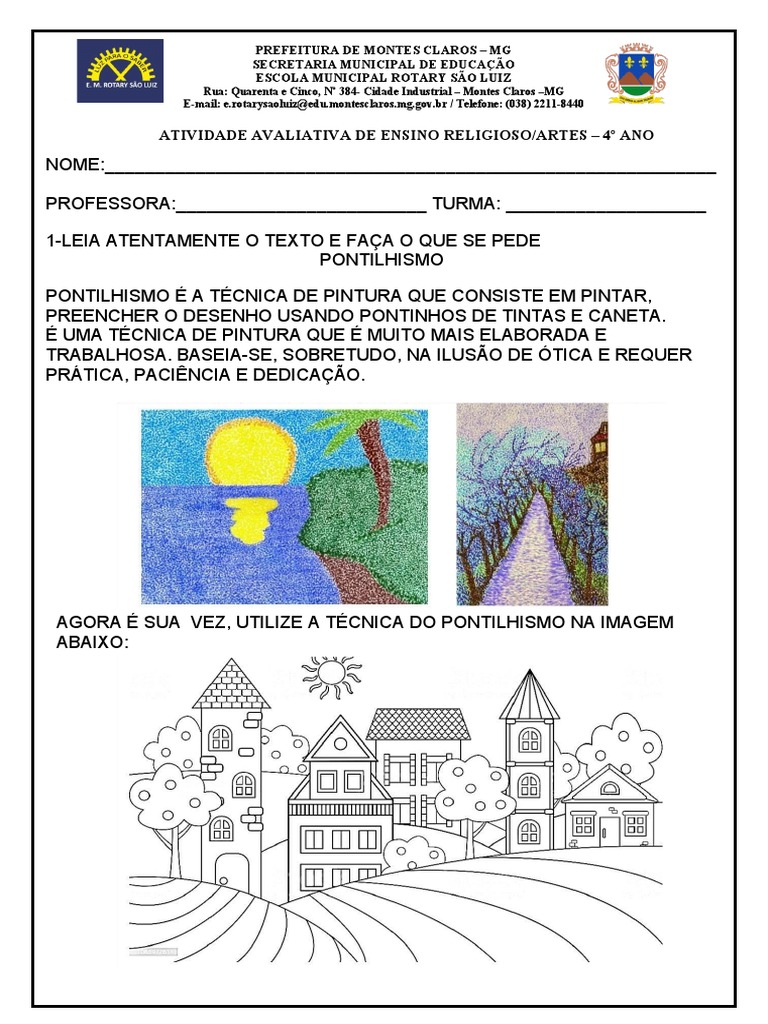 Atividade de Artes: Pontilhismo 4º Ano | PDF | Ciências Sociais