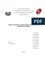 Proyecto Estudio de La Pobreza Como Factor Detonante Del Alto Nivel de Inseguridad en Venezuela