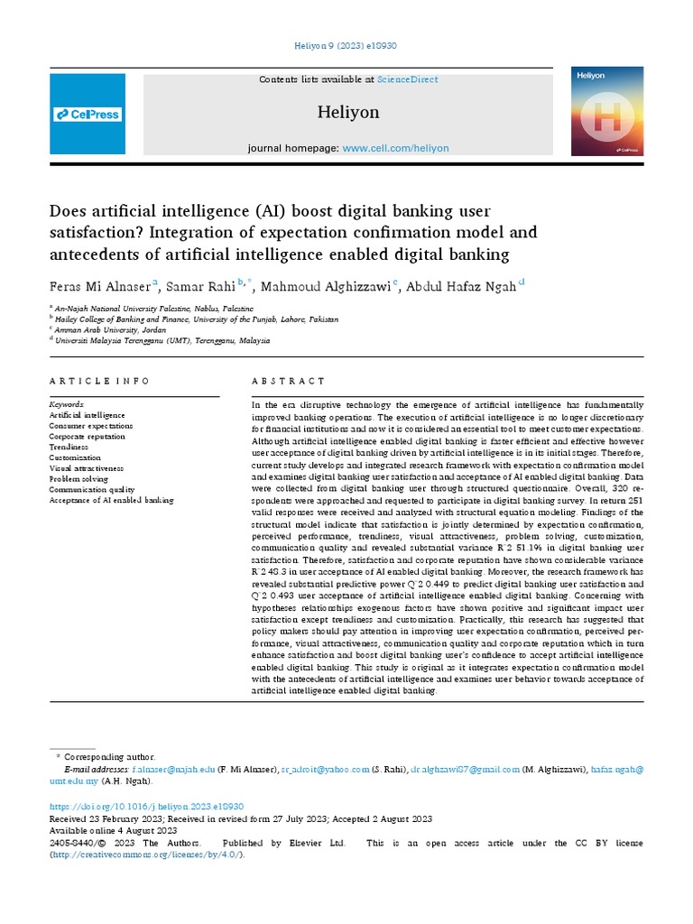 AI's Impact on Digital Banking Satisfaction | PDF | Structural Equation ...