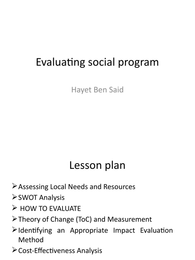 Evaluating Social Program1 | PDF | Swot Analysis | Evaluation