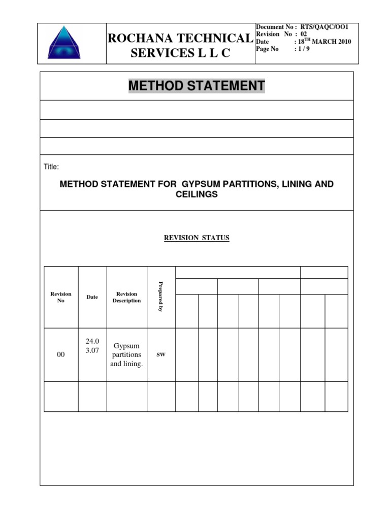 Method Statement Gypsum Board Installation To Wall Dr vrogue.co