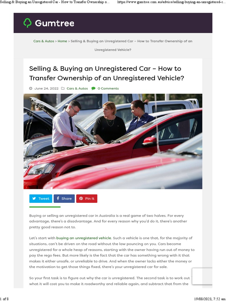 Selling & Buying An Unregistered Car How To Transfer Ownership of An Unregistered Vehicle in