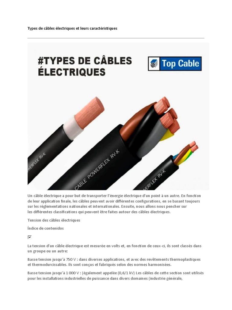 Types de câbles électriques et normes | PDF | Énergie solaire ...