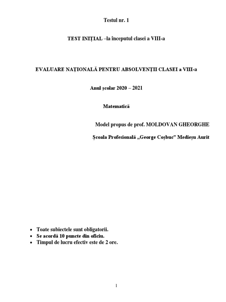 Test Initial Cls VIII | PDF