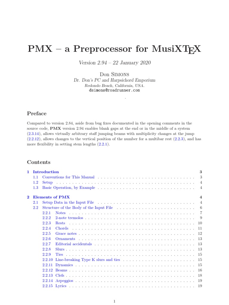 PMX Preprocessor for MusiXTEX 2.94 | PDF | Te X | Computer File