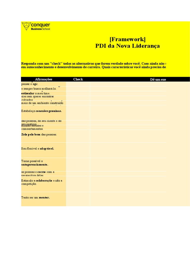 Framework - PDI Da Nova Liderança | PDF