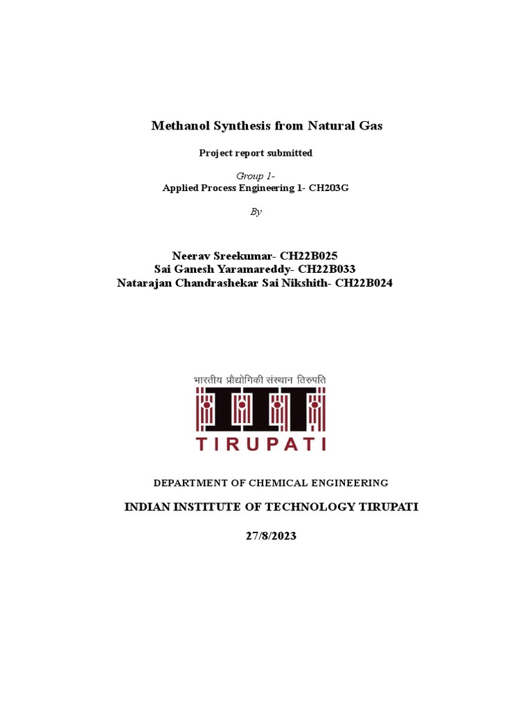 Crude Methanol from Natural Gas Synthesis | PDF | Methanol | Methane