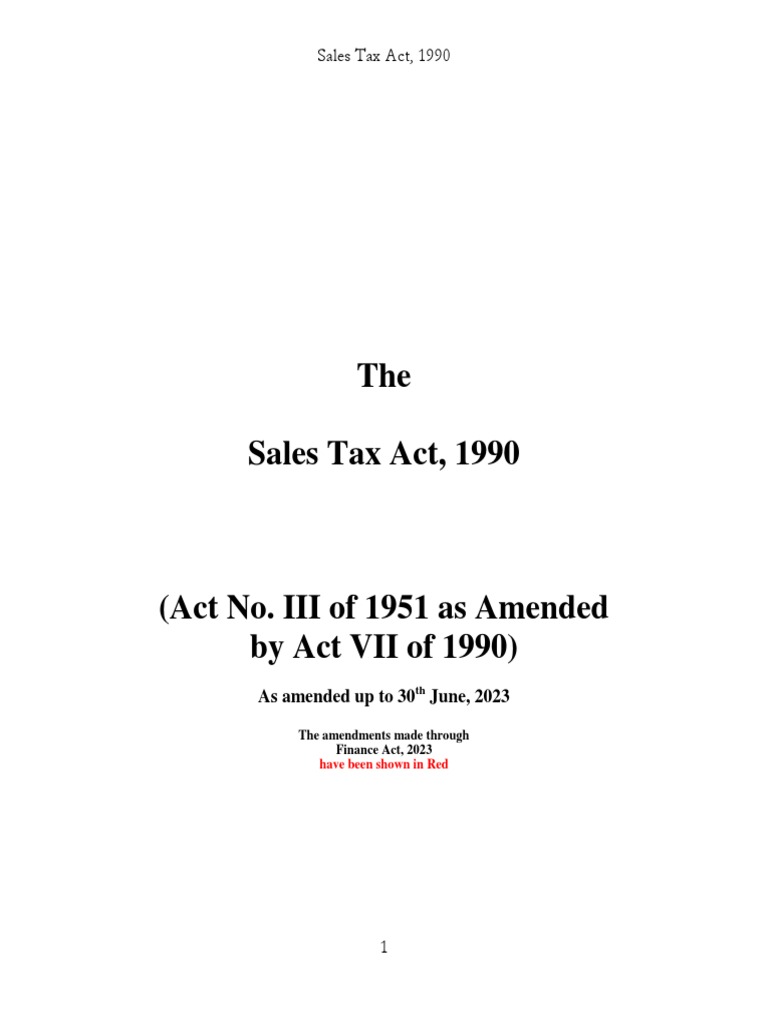 Sales Tax Act 1990 11th Schedule