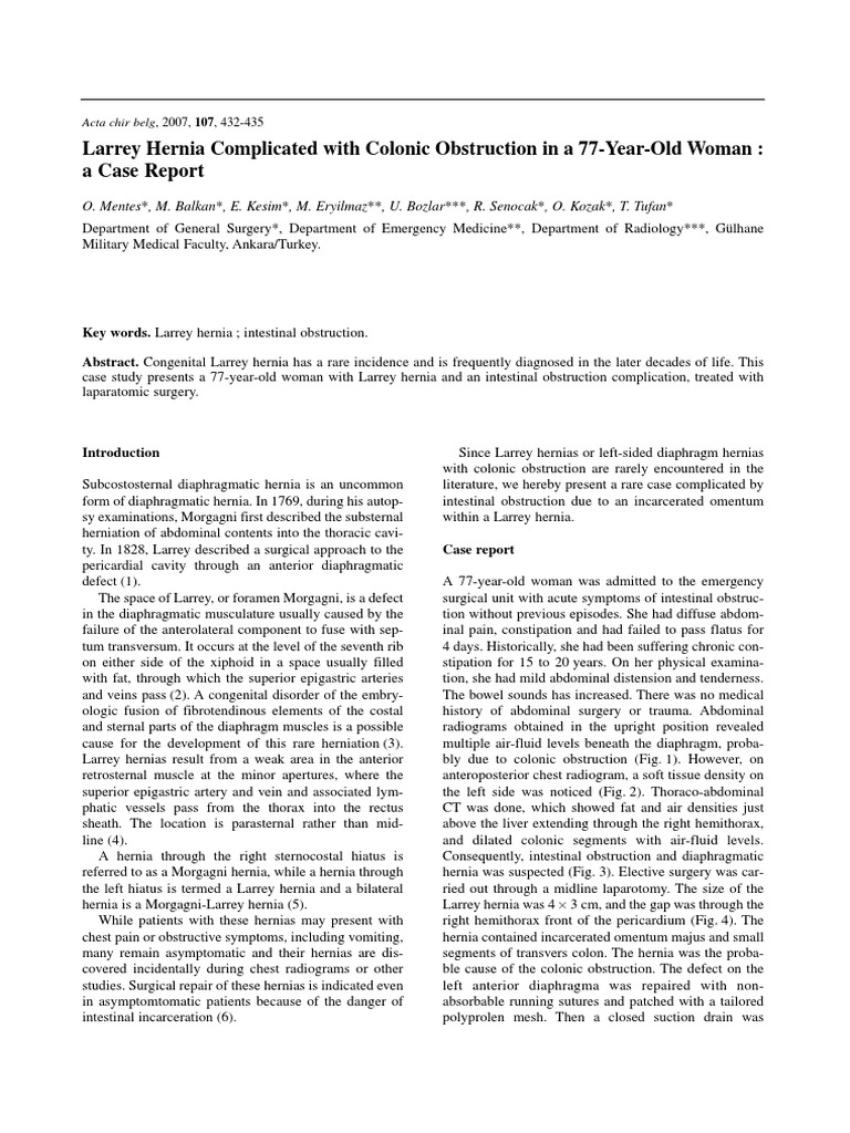 Larrey Hernia Complicated With Colonic Obstruction in A 77-Year-Old ...