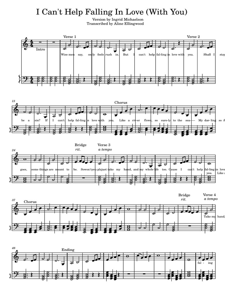 I Cant Help Falling in Love With You PDF Musical Forms Songs