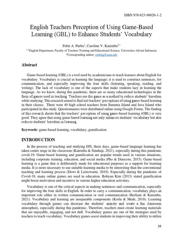 Teachers' Views on Game-Based Learning | PDF | Teachers | Validity ...