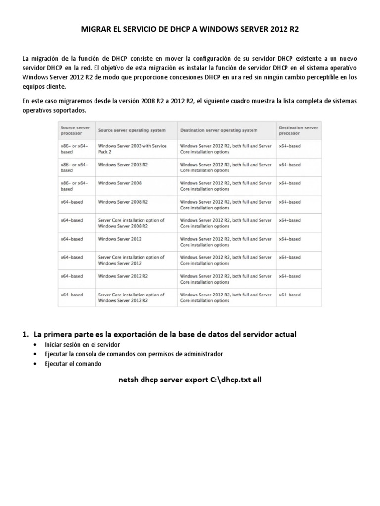 Migrar DHCP a Windows Server 2012 R2 | PDF | Servidor (Computación ...