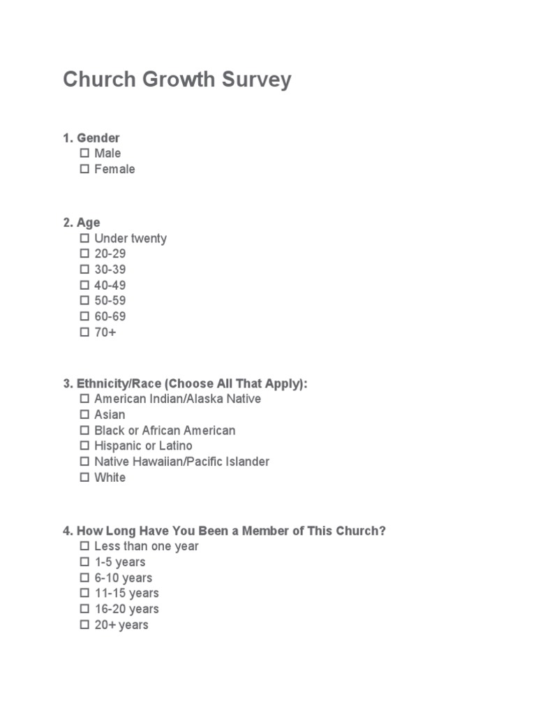 Church Growth Survey | PDF | Religion & Spirituality