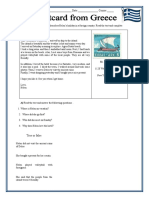 A Postcard Letter From Greece Reading Comprehension Exercises - 53724