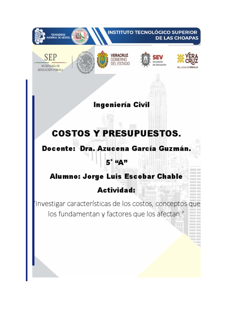 Características y Factores de Costos en Proyectos | PDF | Costo ...