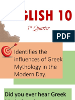 ENGLISH 10 Influences of Greek Mythology