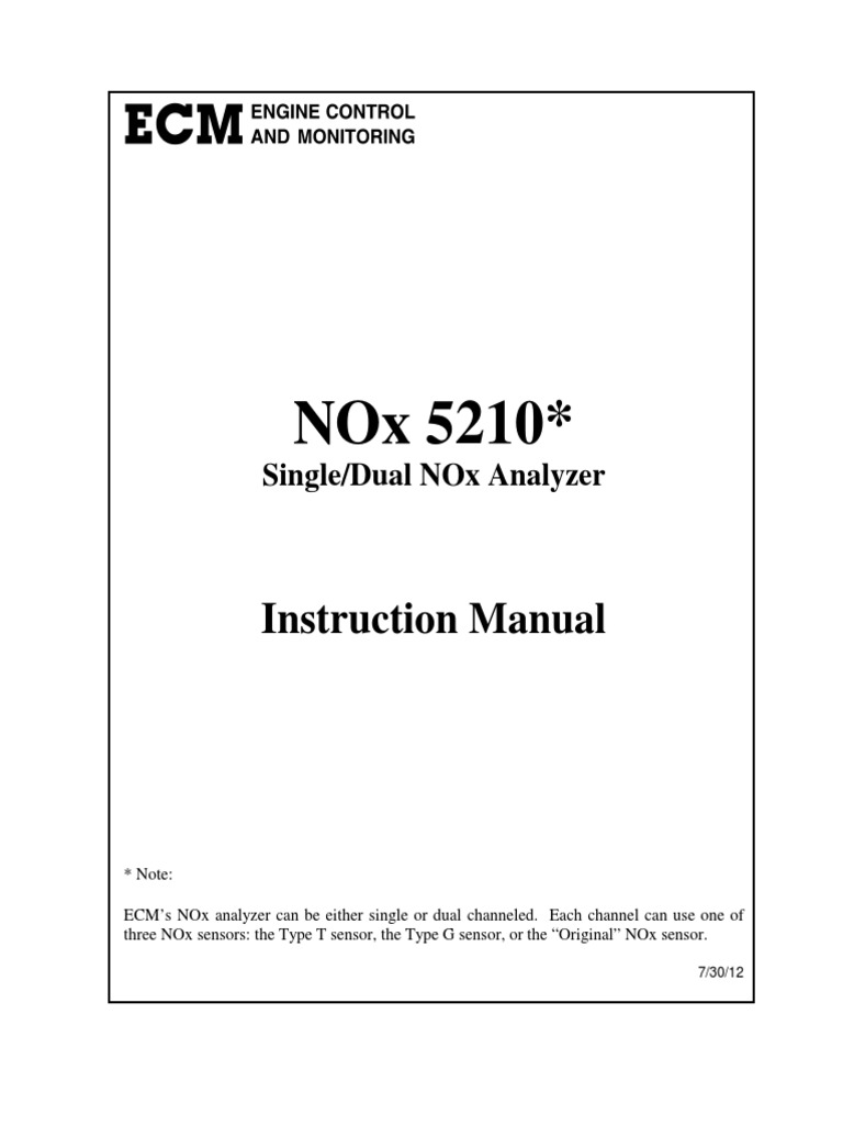 NOx 5210 Manual | PDF | Combustion | Power Supply