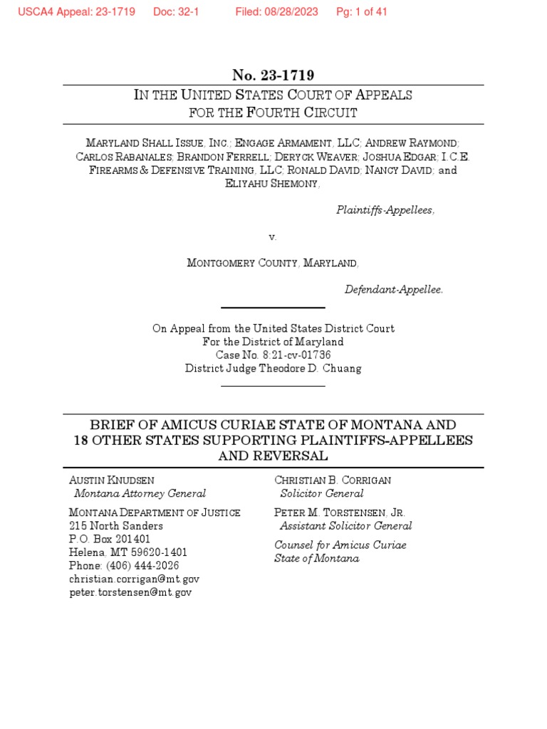 "Montana Backs Gun Rights in MD Appeal" | PDF | Second Amendment To The ...