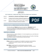 21stCLPW - Lesson 1 - Introduction To Literature and Philippine Literature