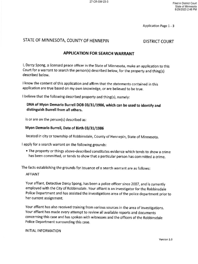 Myon burrell search warrant affidavit pdf search warrant probable