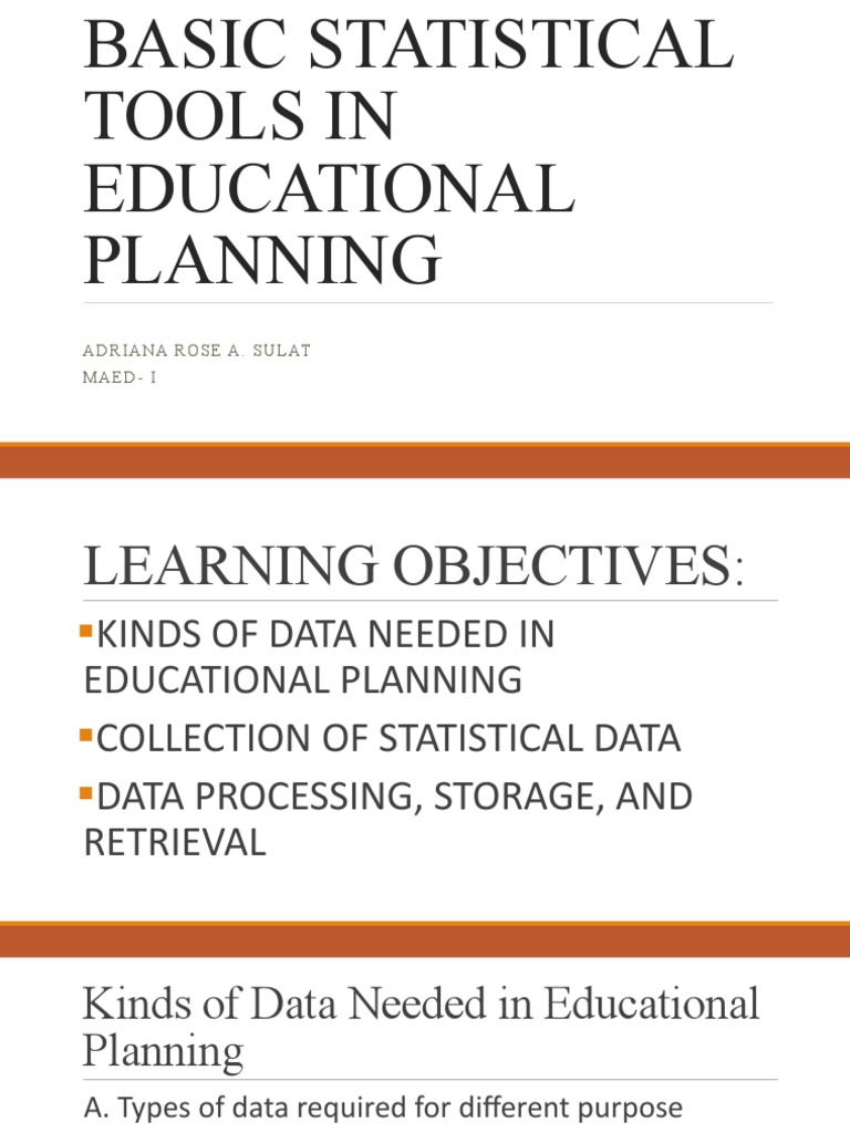 Educational Planning Statistics Guide | PDF | Data | Statistics
