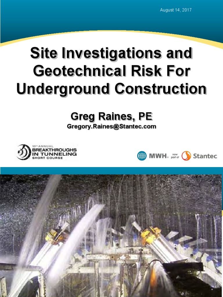 Geotechnical Investigation for Tunnels | PDF | Geotechnical Engineering ...