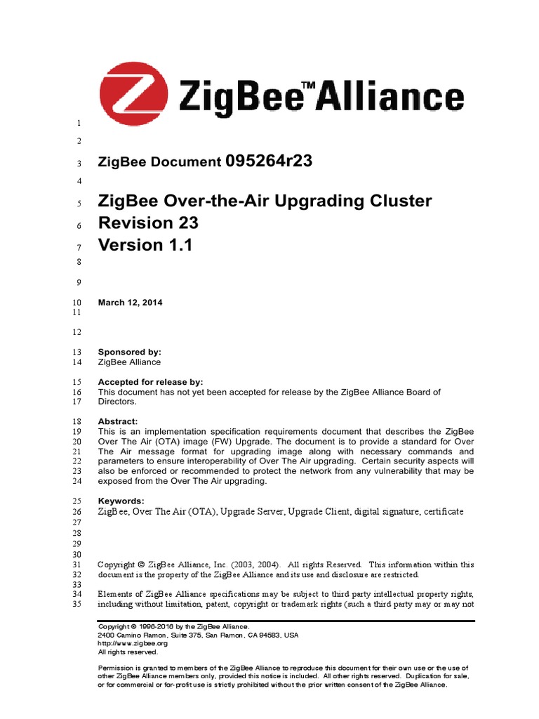 Docs 09 5264-23-00zi Zigbee Ota Upgrade Cluster Specification | PDF ...