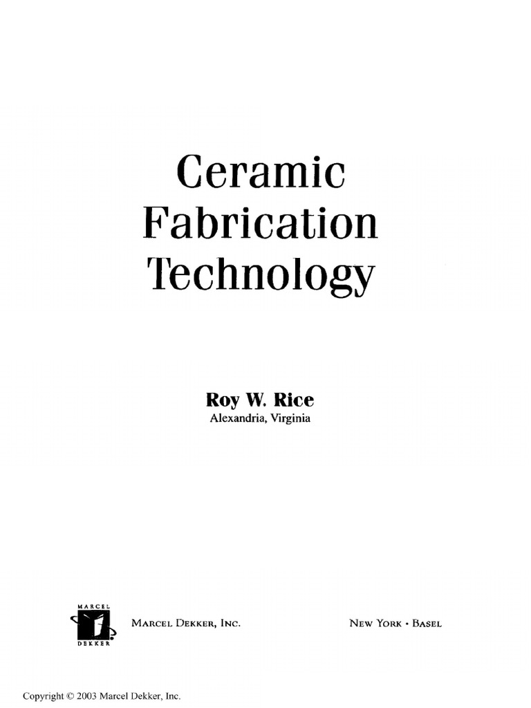 Ceramic Fabrication Technology - Chap 01 | PDF