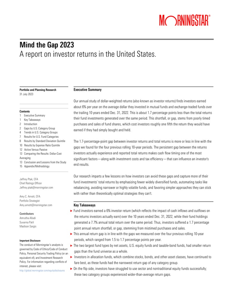 Mind the Gap 2023: Investor Returns Analysis | PDF | Investing ...