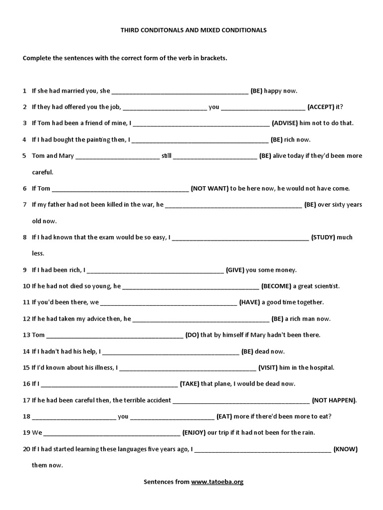 Third Conditionals And Mixed Conditionals Pdf