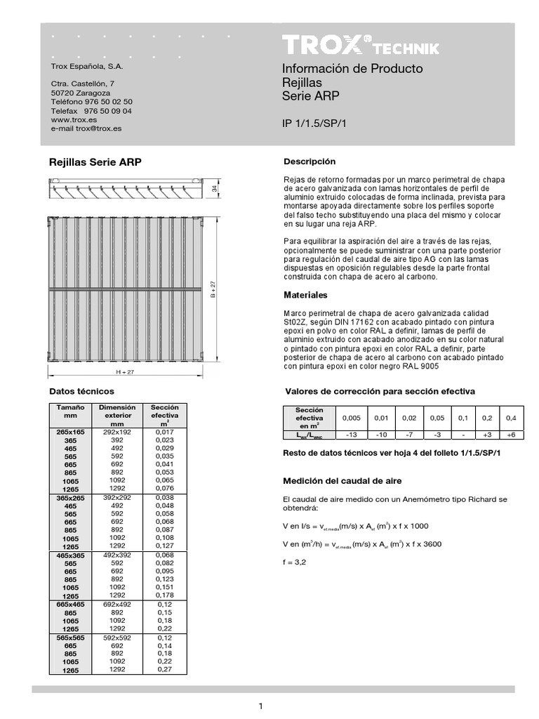 RR03-RR04 - Arp - Rejilla de Retorno | PDF | Elementos químicos ...