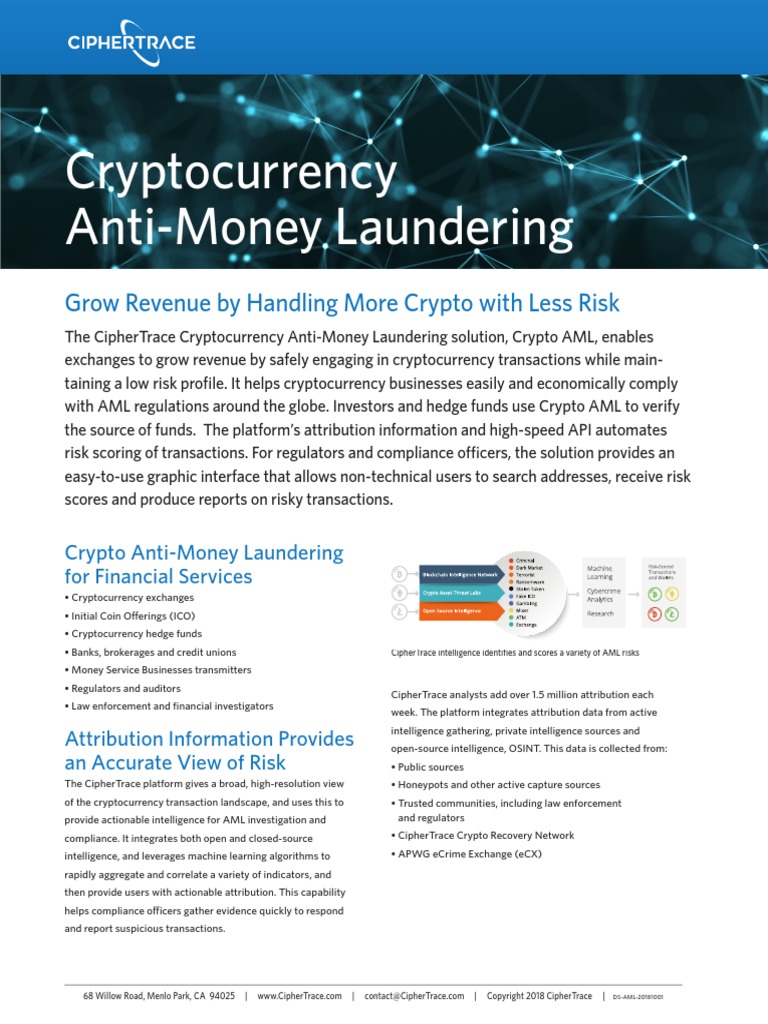 CipherTrace AML-Datasheet | PDF | Cryptocurrency | Money Laundering