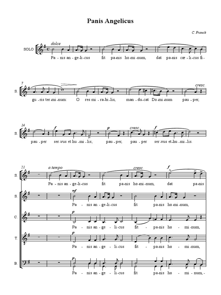 Letra y partitura de Panis Angelicus | PDF