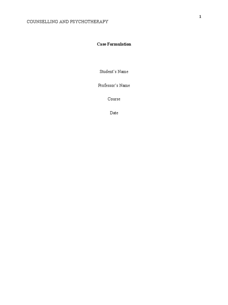 CASE FORMULATION - Edited | PDF