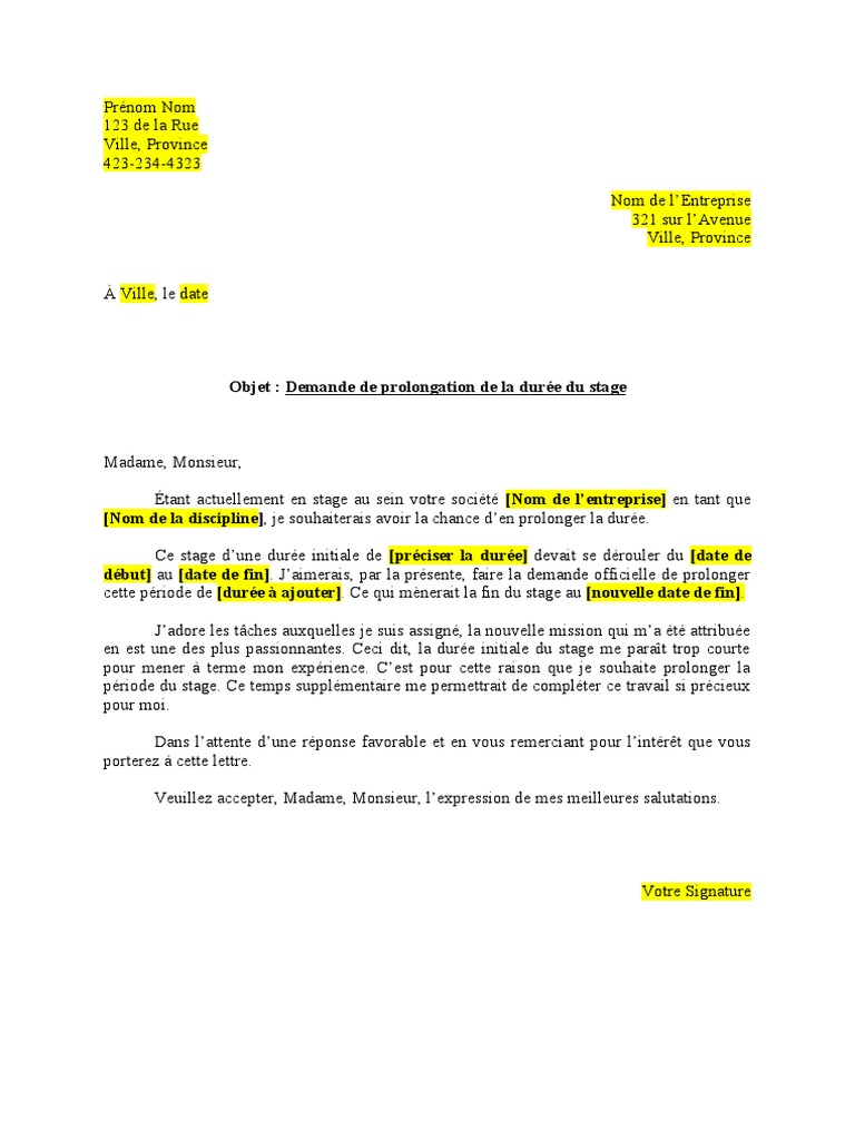 Demande de prolongation de stage | PDF