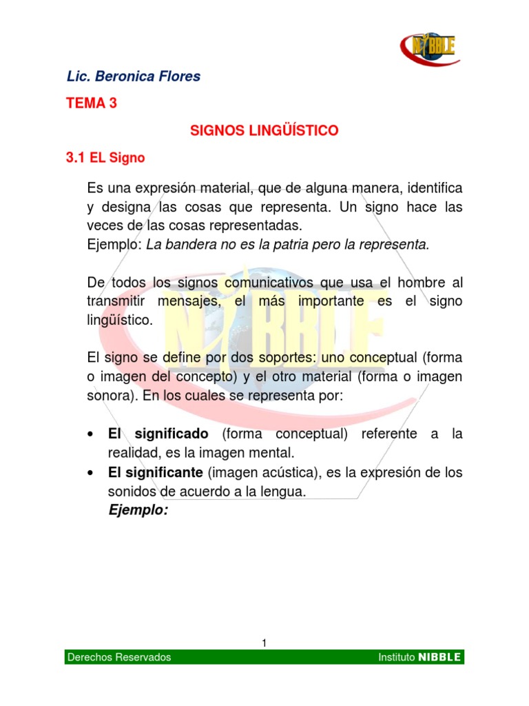 3 Tema Signos Linguistico Pdf Lingüística Semiótica