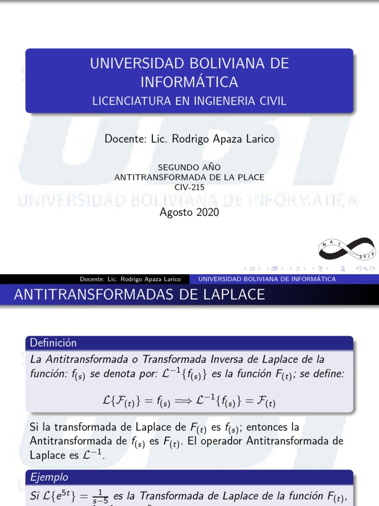 Antitransformada de laplace pdf transformada de laplace lgebra