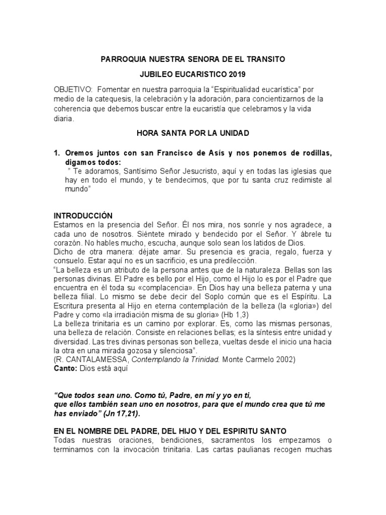 Hora Santa de La Unidad | PDF | eucaristía | Trinidad