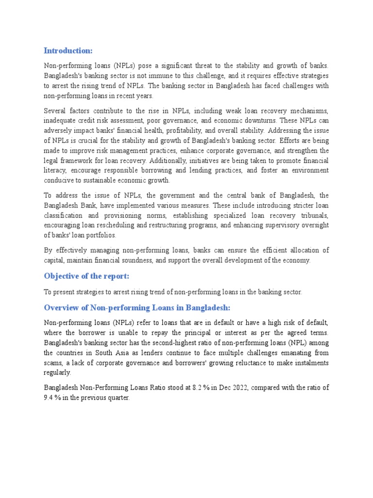 Strategies to Manage NPLs in Bangladesh | PDF | Banks | Loans