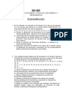 Evaluacion 2 (25%) Estadística-Estadistica Aplicada - Estadistica y Probabilidad