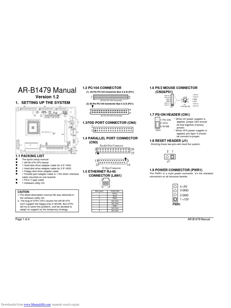 AR-B1479 Setup & Connector Guide | PDF | Equipment | Physical Layer ...