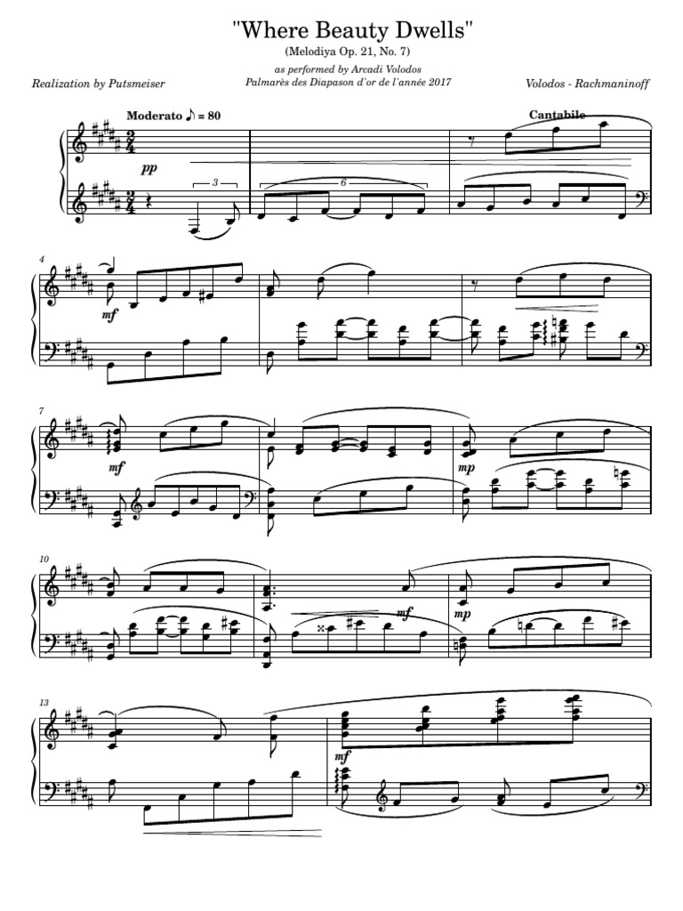 Volodos rachmaninoff melodiya op 21 no 7 version 3 putsmeiser
