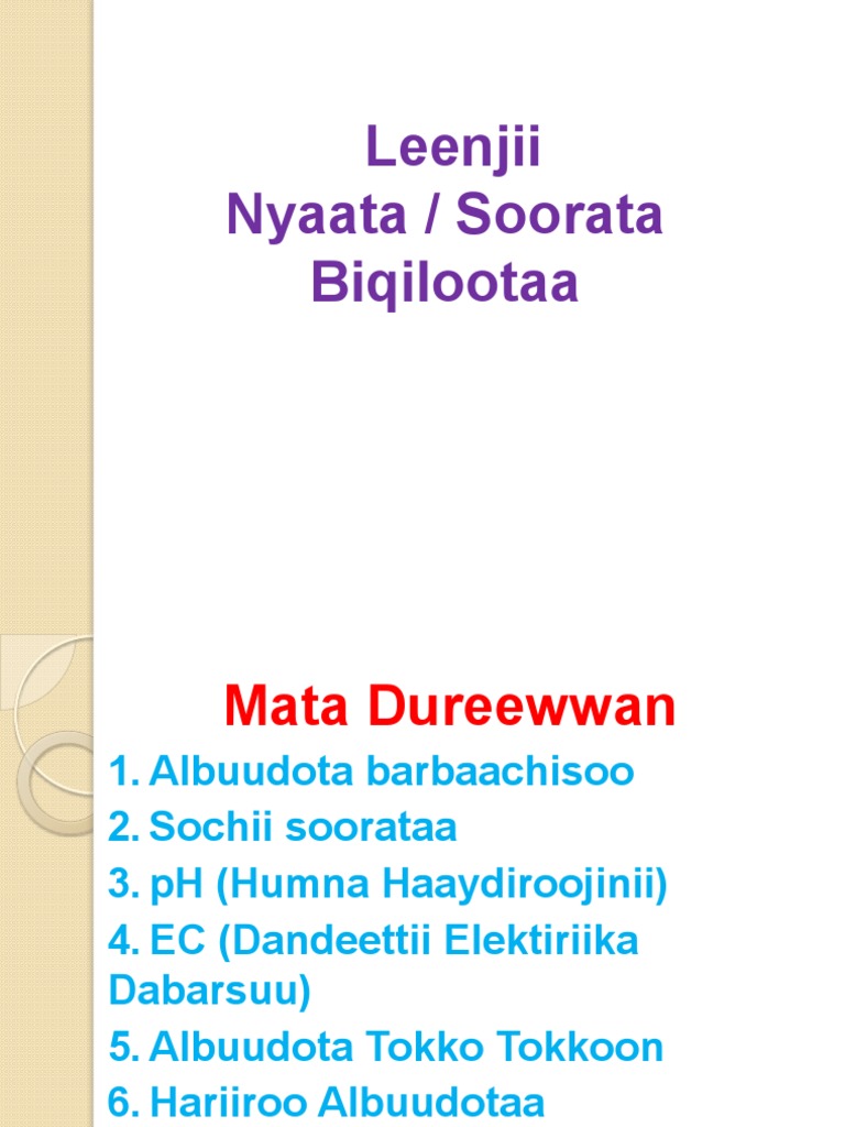 Sirna Nyaataa Fi Soorata Biqiltootaa | PDF